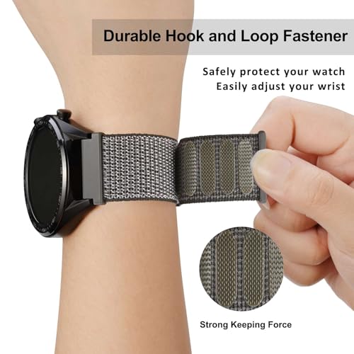 WOCCI 20mm Adjustable Nylon Watch Band, Quick Release Sport Loop Strap (Grey) - Image 4