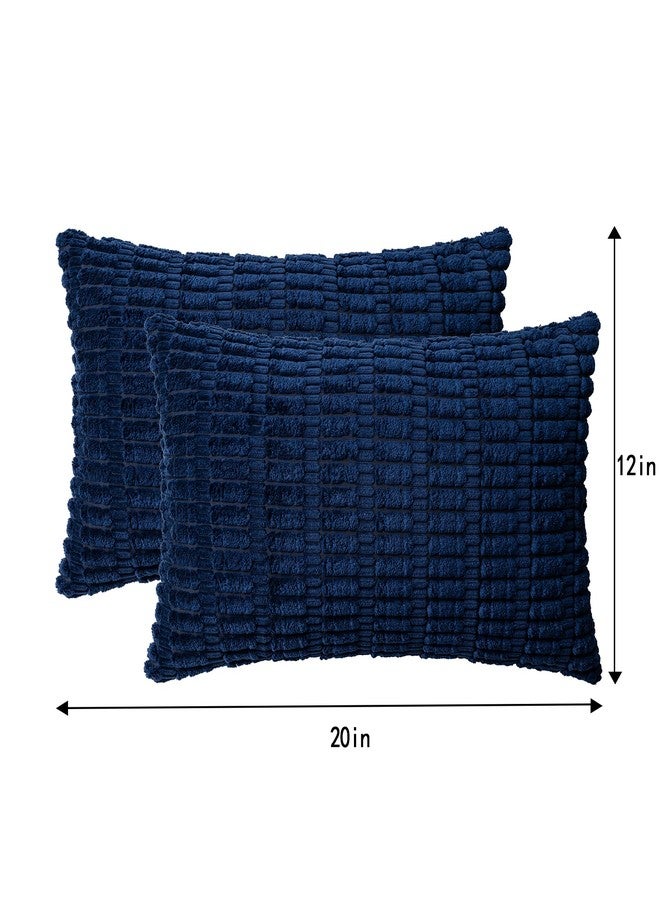 Aegero Pack of 2 Corduroy Decorative Throw Pillow Covers 12x20 InchSoft Boho Striped Pillow Covers Modern Farmhouse Home Decor for Sofa Living Room Couch Bed（Blue） - Image 4
