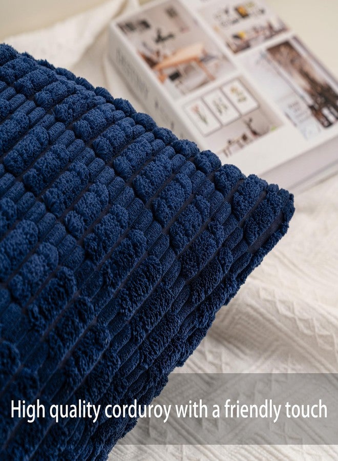 Aegero Pack of 2 Corduroy Decorative Throw Pillow Covers 12x20 InchSoft Boho Striped Pillow Covers Modern Farmhouse Home Decor for Sofa Living Room Couch Bed（Blue） - Image 2