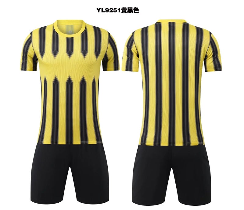 Generic Training class team training uniform adult children football uniform short-sleeved suit student class uniform T-shirt advertising shirt cross-border YL-9251 yellow