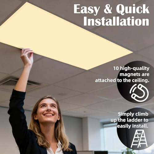 ANGSYLTH Fluorescent Light Covers - Classroom Covers for Ceiling Lights, 1 PCS 4 x 2 Feet Magnetic Light Filters, Classroom, Office Decor (Warm Yellow) - Image 3