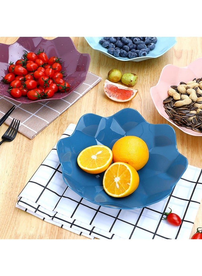 wolpin Designer Plastic Snacks Plate Set Fruits Serving Play (Set of 4 Pcs) Colorful Snacks/Breakfast Plate, Flower Shape, Multicolor - Image 2