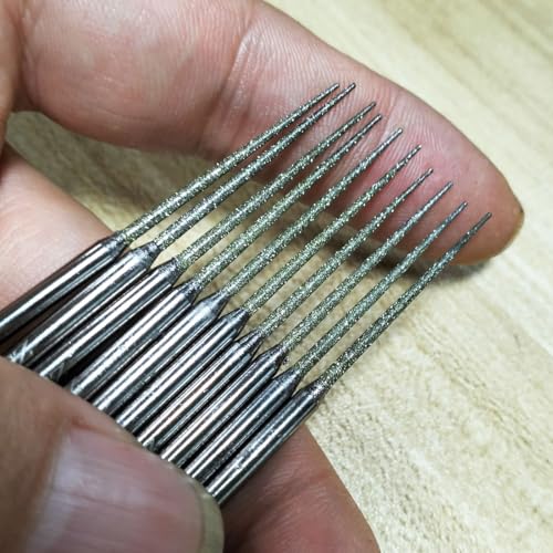 Luo ke 10 Pcs Diamond Burr - 1/8'' Shank Long Cone Shape Diamond Burs Bead Reamer for Rotary Tools - Image 5