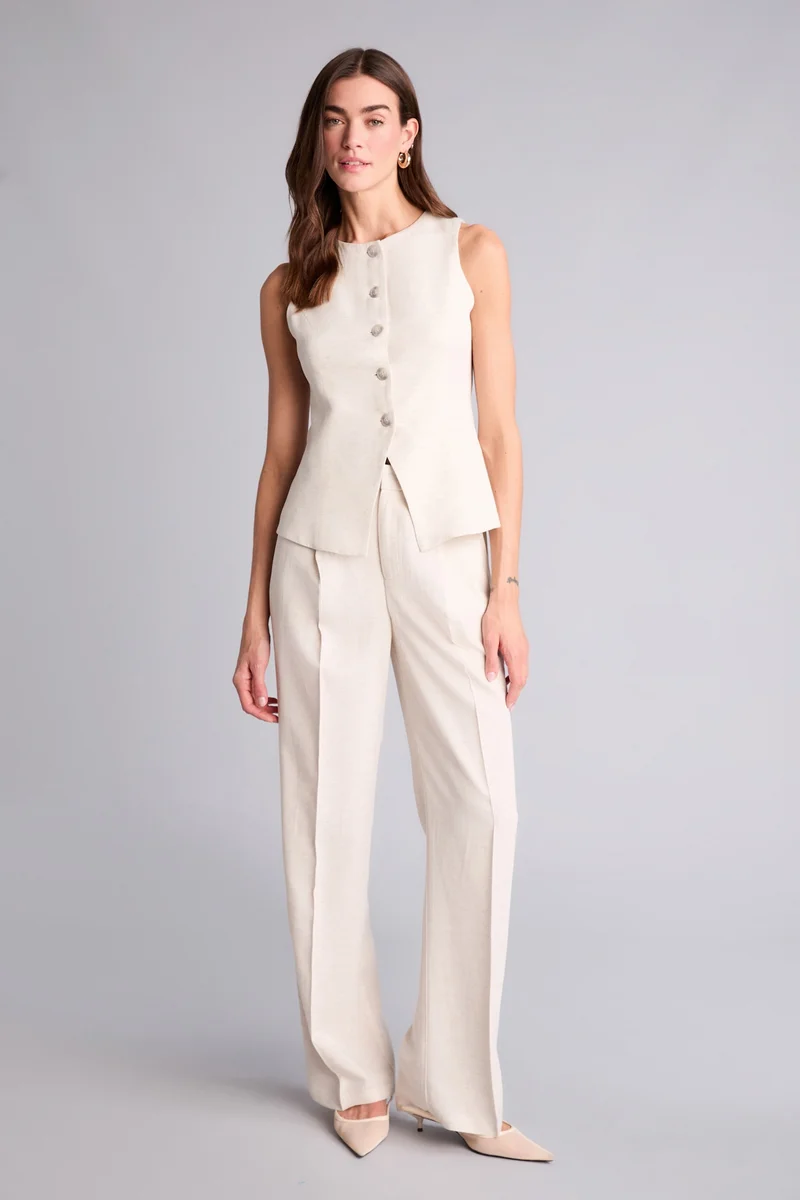 Defacto Straight Fit Zipper Linen Blended Trousers