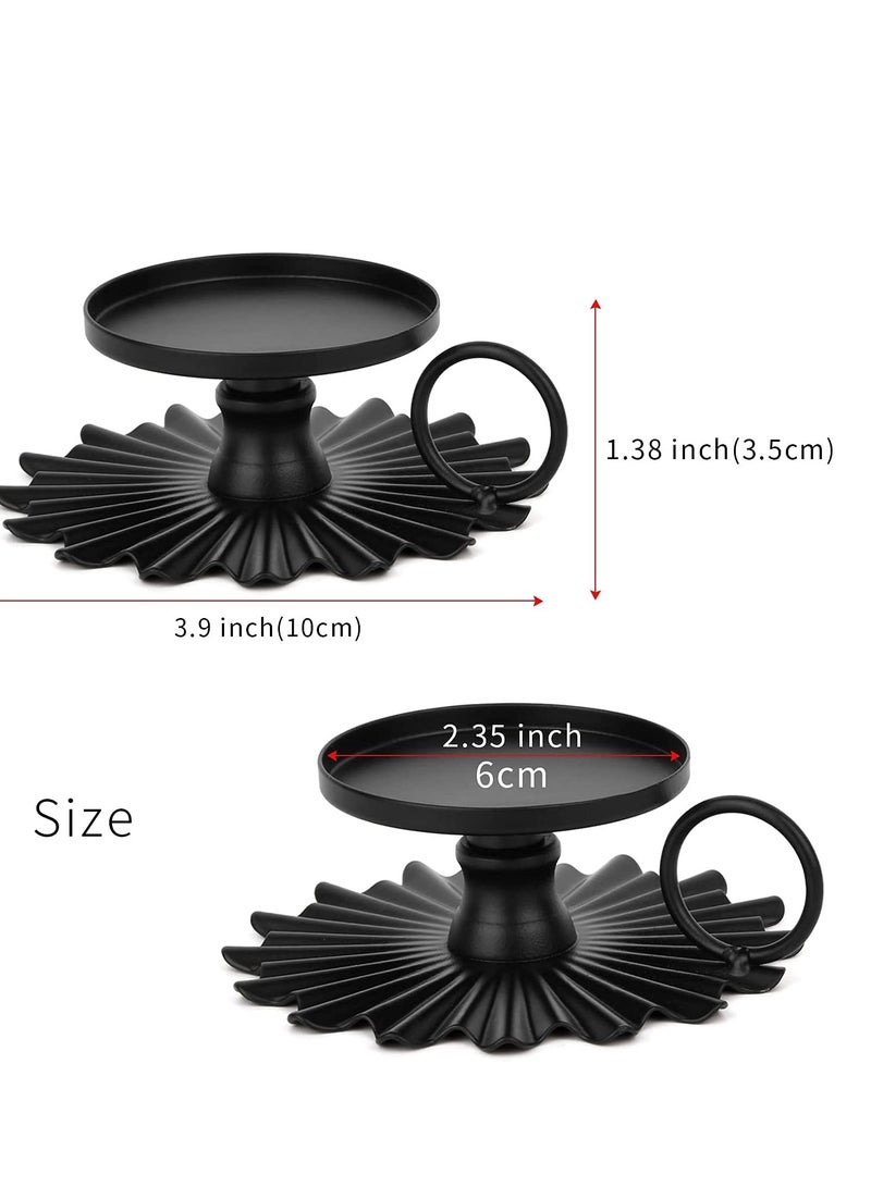 KASTWAVE Candle Holders, Small Portable Fan Candle Holders for Pillar Candle Table Tapers Vintage Metal Candle Trays Aromatherapy Iron Ornaments Suitable for Weddings Churches Festivals, Etc. (black, 2 Pce) - Image 5