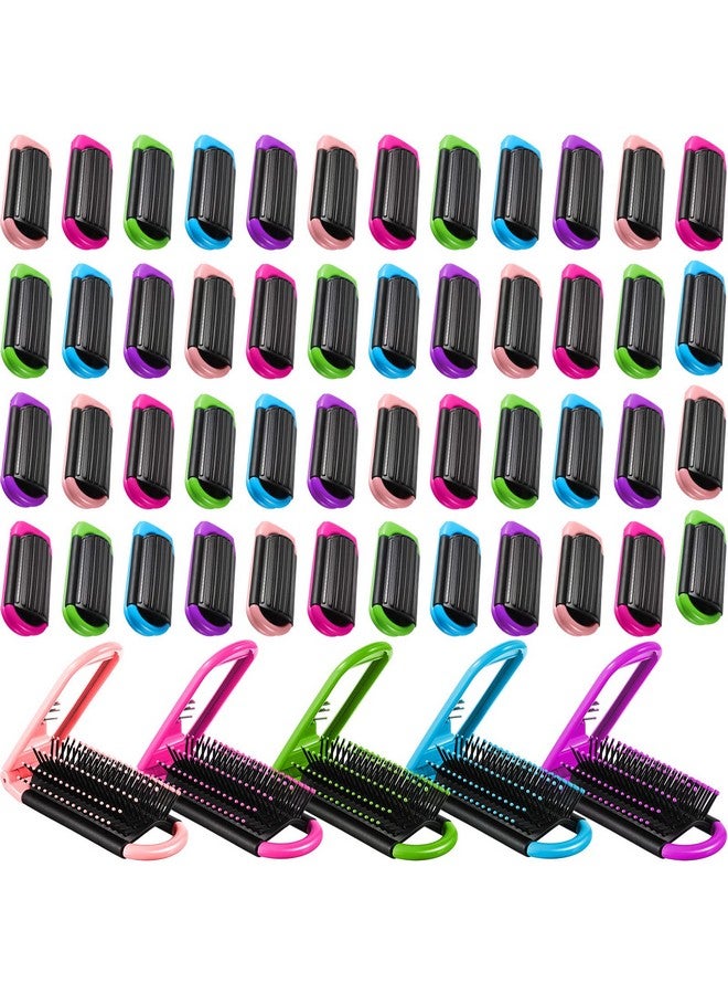 Nuogo 50 Pcs Travel Brush For Women Men Folding Hair Brush With Mirror Collapsible Travel Hair Brush Compact Pocket Size Mini Hairbrush Portable Foldable Hair Brush For Family School Car Gym Bag Purse - Image 2