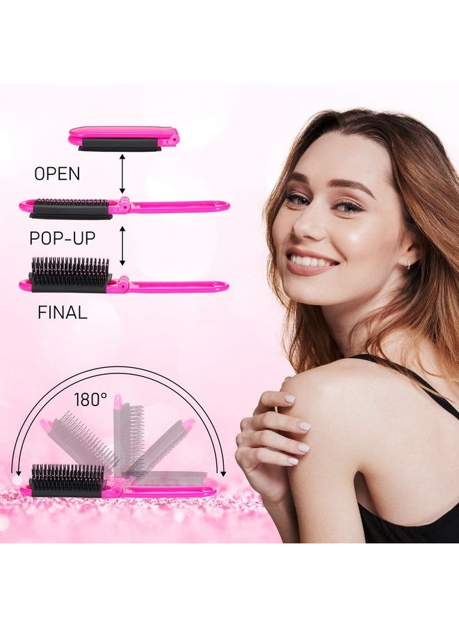 Nuogo 50 Pcs Travel Brush For Women Men Folding Hair Brush With Mirror Collapsible Travel Hair Brush Compact Pocket Size Mini Hairbrush Portable Foldable Hair Brush For Family School Car Gym Bag Purse - Image 3