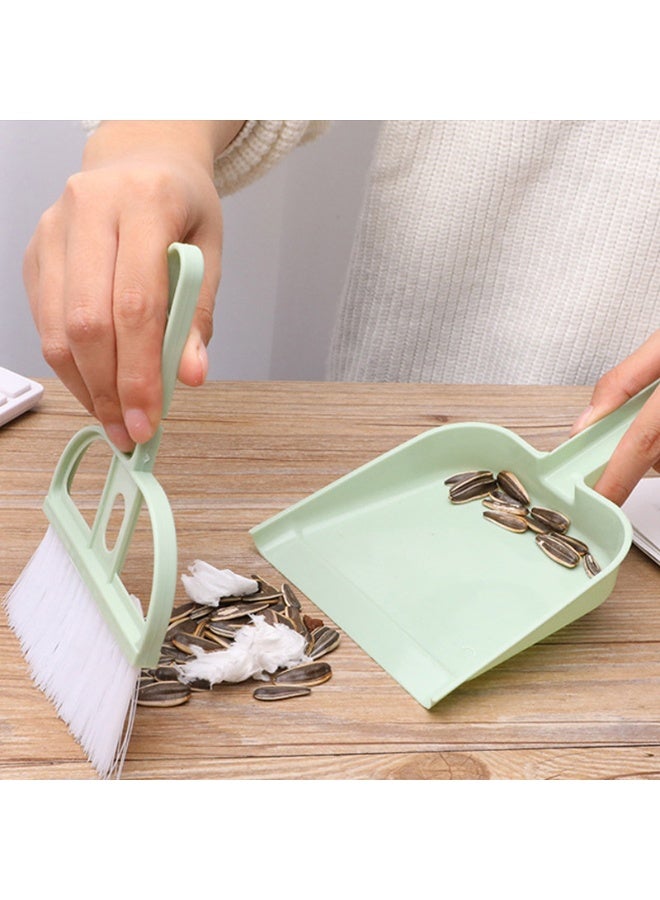 Green,Mini Desktop Cleaning Set, Home Handheld Small Broom + Dustpan, Plastic Trash Shovel, Portable Cleaning Tool  - Image 3