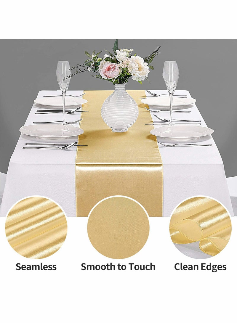 KASTWAVE Satin Table Runner, 1-Pack Gold 12 x 108 inches Long - Image 4