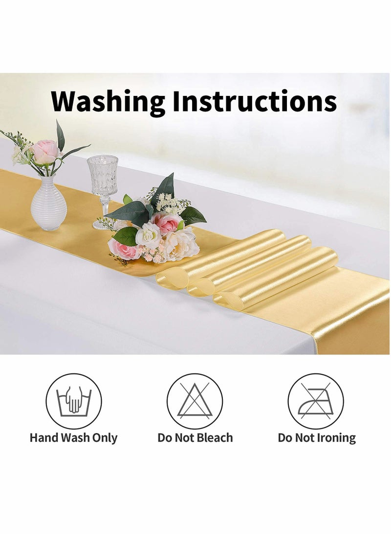 KASTWAVE Satin Table Runner, 1-Pack Gold 12 x 108 inches Long - Image 5