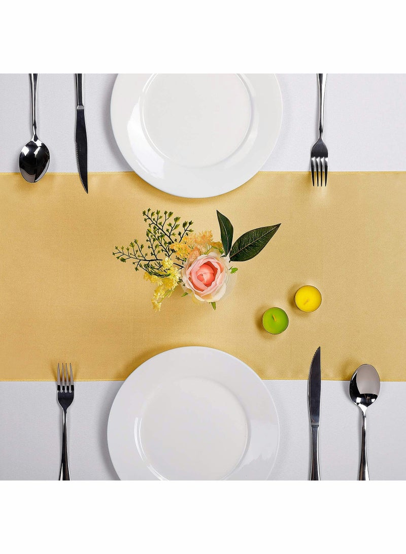 KASTWAVE Satin Table Runner, 1-Pack Gold 12 x 108 inches Long - Image 2