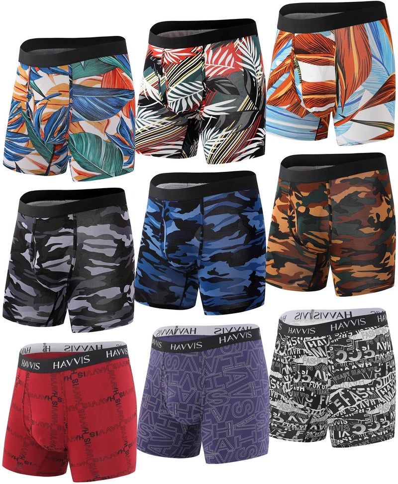 HAVVIS Men's Performance Underwear Boxer Briefs Soft Comfortable Bamboo Viscose Underwear for Men Multipack (L, Boxer Briefs : A02-9 Pack) - Image 1