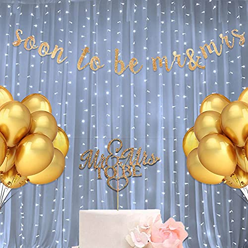 Festiko®Gold Glitter Mr & Mrs Decoration,Bride/Groom to Be Decor, Husband and Wife, Bridal Shower, Wedding, Engagement Decoration Party Supplies Combo (Banner,Balloons)- 51 Pcs - Image 4