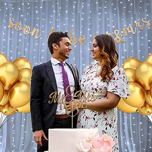 Festiko®Gold Glitter Mr & Mrs Decoration,Bride/Groom to Be Decor, Husband and Wife, Bridal Shower, Wedding, Engagement Decoration Party Supplies Combo (Banner,Balloons)- 51 Pcs - Image 5