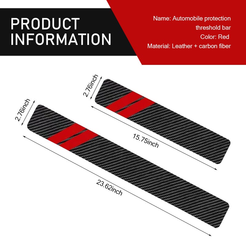 Ferianl 4PCS Door Sill Protector Compatible with Dodge Charger Challenger, Fiber Leather Door Sill Guard Decoration Stickers, Universal for SUV, Sedan (Red & Black) - Image 2