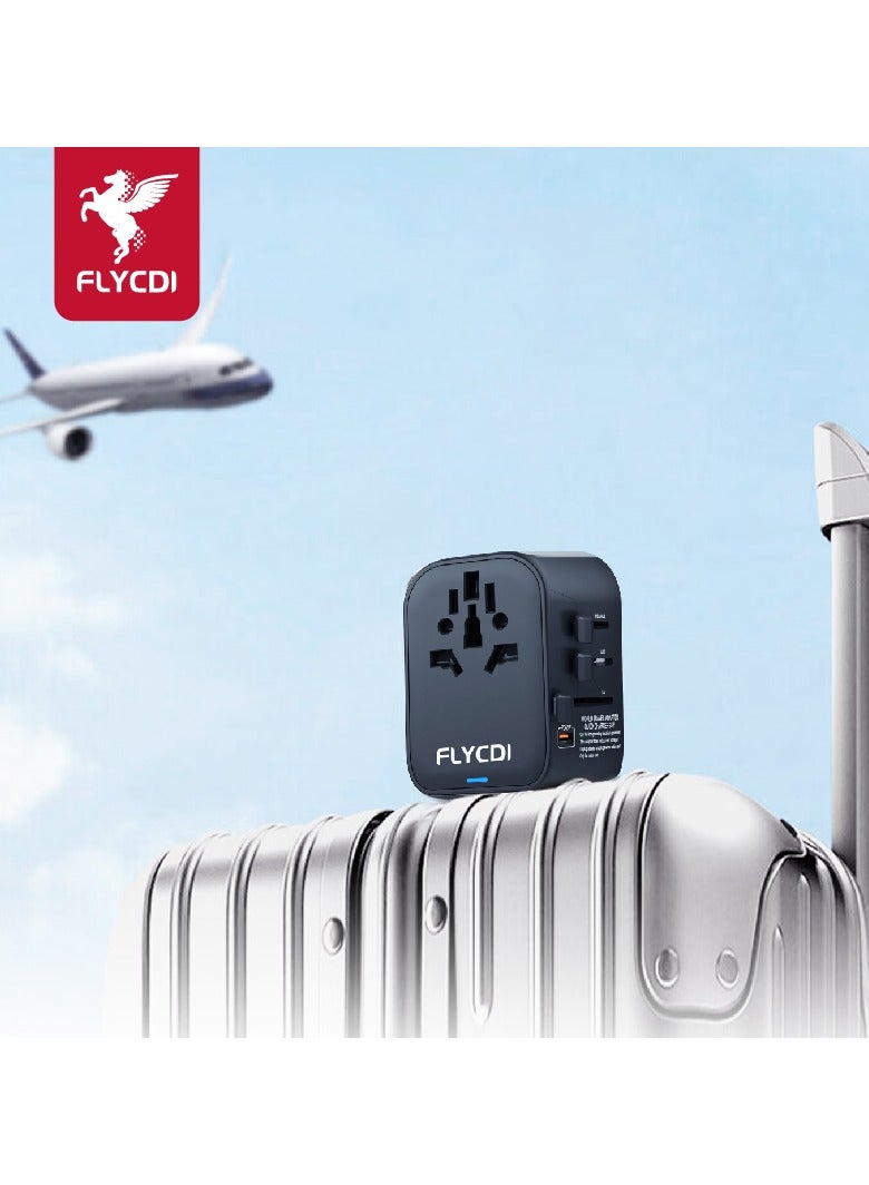 فلاي سي دي اي  محول سفر عالمي FLYCDI بقوة 65 وات | 5 منافذ – 2× USB-A 20 وات، 2× USB-C 20 وات، 1× USB-C 65 وات شحن سريع | صغير ومحمول - Image 3