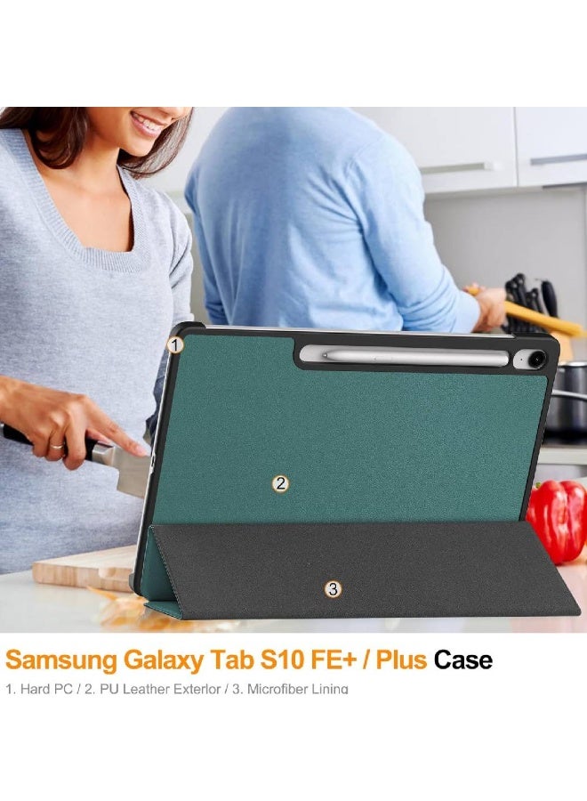 ZOOMEE Flip Case for Samsung Galaxy Tab S10 FE+ Plus 13.1 inch 2025 (SM-X620, SM-X626, SM-X626B) Cover with Pencil Holder Shockproof Lightweight Trifold Stand Tablet Shell with Auto Wake/Sleep - Green - Image 4