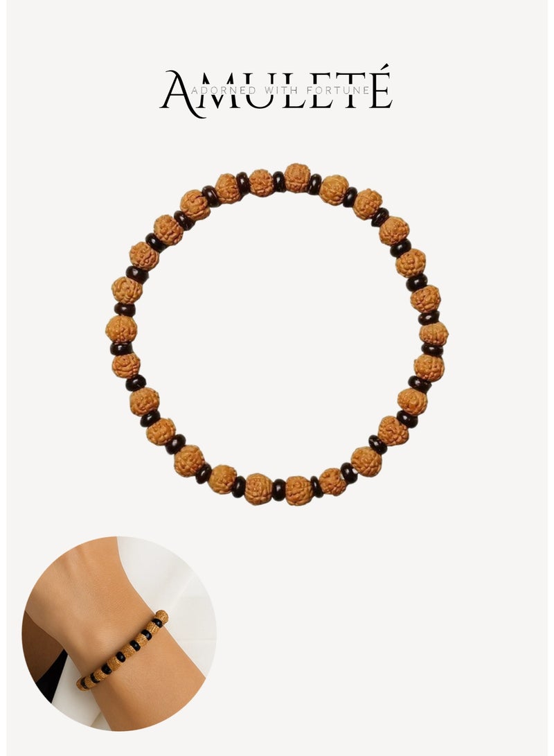 نجمة ولاء اسوارة رودراكشا سيرينيتي – تصميم مستوحى من تولسي مالا وتسبيح ورakhi، اسوارة نسائية أنيقة مع طاقة علاجية، هدية روحية مثالية للنساء والبنات - Image 1