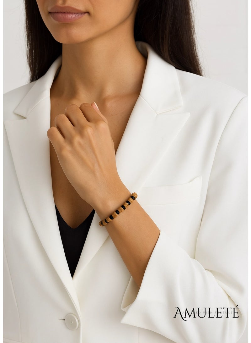 نجمة ولاء اسوارة رودراكشا سيرينيتي – تصميم مستوحى من تولسي مالا وتسبيح ورakhi، اسوارة نسائية أنيقة مع طاقة علاجية، هدية روحية مثالية للنساء والبنات - Image 3