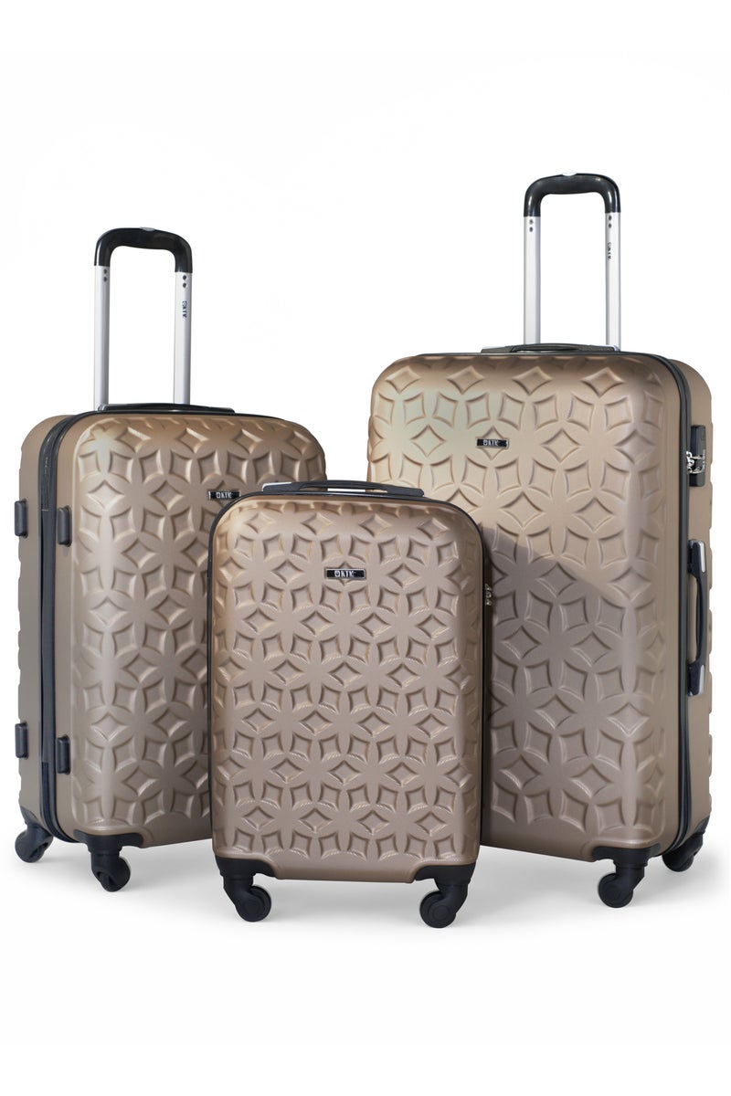 KTMC 3-Piece ABS Luggage Set 20/24/28 inches Carry-On & Checked Suitcases, KTMC-9191 Champagne - Image 1