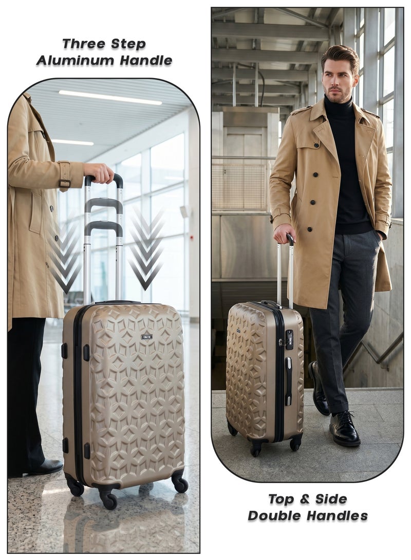 KTMC 3-Piece ABS Luggage Set 20/24/28 inches Carry-On & Checked Suitcases, KTMC-9191 Champagne - Image 3