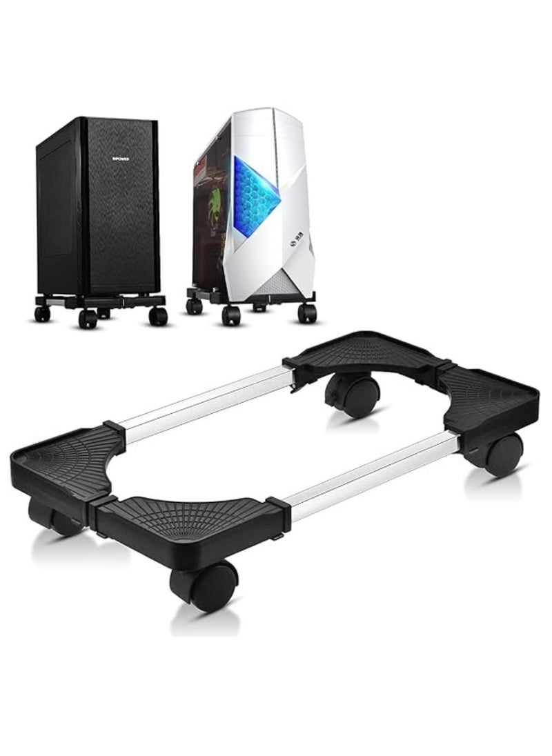ARTC Adjustable And Movable Handy Pallet Base Rack For Moving Gas Capsules And Water Bottles And Drinking Fountains Refrigerator And Heavy Objects, With Four Wheels, Black And Silver
