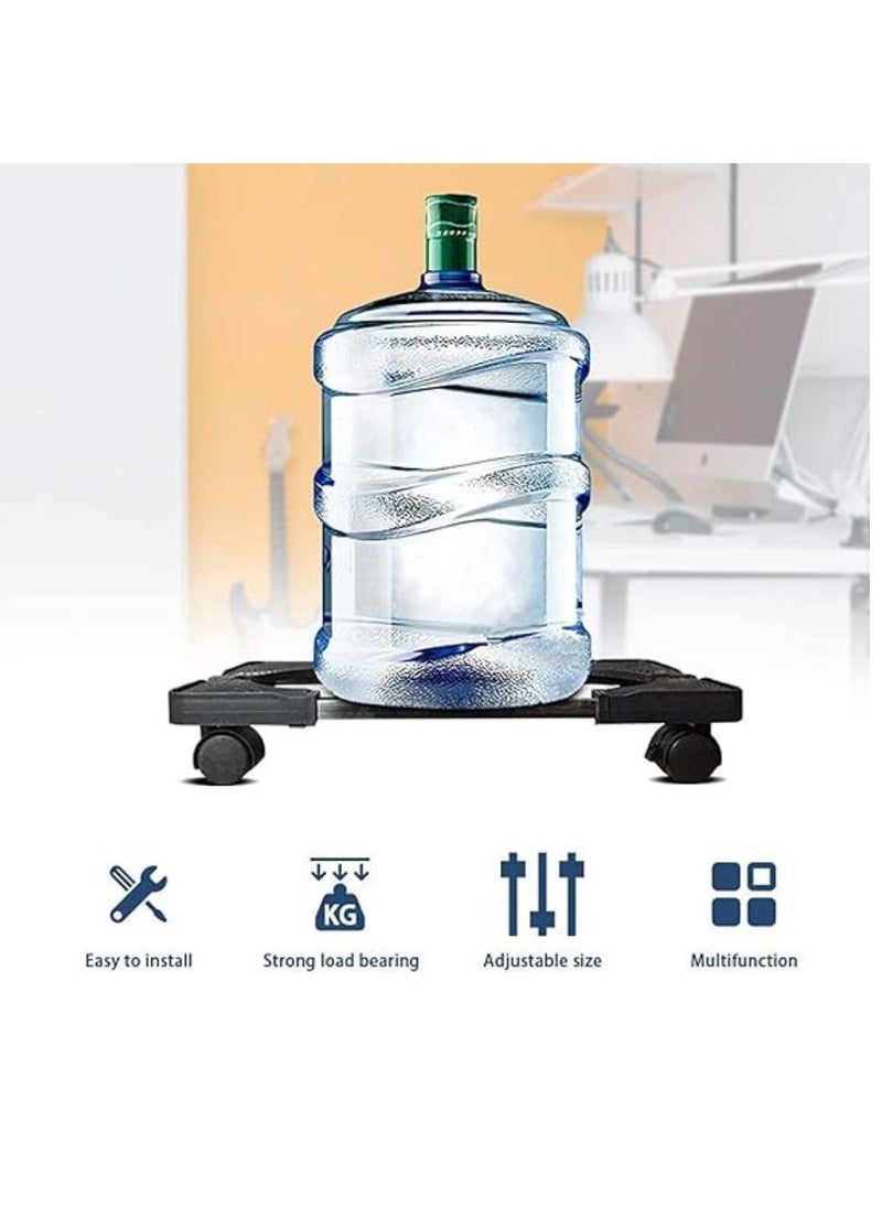 ARTC Adjustable And Movable Handy Pallet Base Rack For Moving Gas Capsules And Water Bottles And Drinking Fountains Refrigerator And Heavy Objects, With Four Wheels, Black And Silver