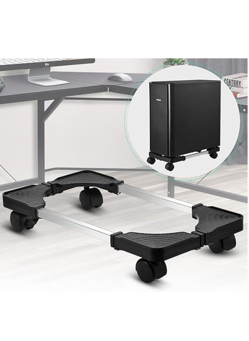 ARTC Adjustable And Movable Handy Pallet Base Rack For Moving Gas Capsules And Water Bottles And Drinking Fountains Refrigerator And Heavy Objects, With Four Wheels, Black And Silver