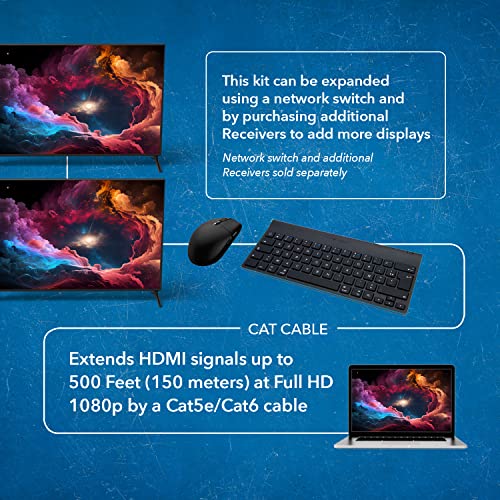 OREI KVM Over IP HDMI Extender Over LAN, Single CAT5e/CAT6A/CAT7 Cable Output1080p PC Control - Up to 492 Ft - Remote Keyboard Mouse USB Control - Over Home Network - Image 4