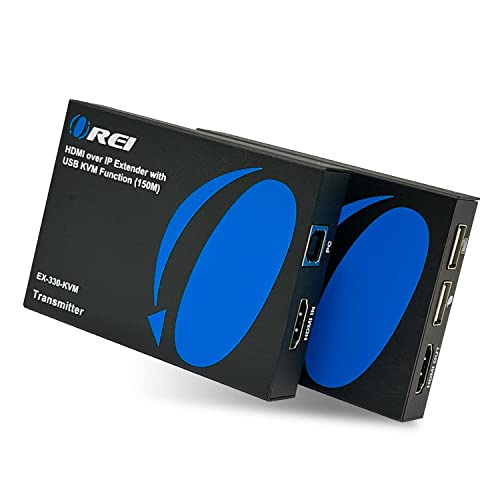 OREI KVM Over IP HDMI Extender Over LAN, Single CAT5e/CAT6A/CAT7 Cable Output1080p PC Control - Up to 492 Ft - Remote Keyboard Mouse USB Control - Over Home Network - Image 1