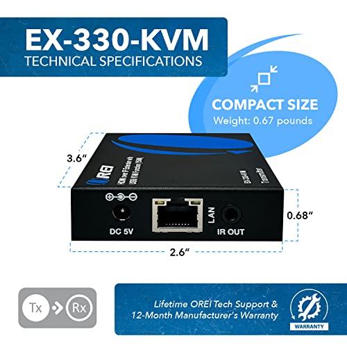 OREI KVM Over IP HDMI Extender Over LAN, Single CAT5e/CAT6A/CAT7 Cable Output1080p PC Control - Up to 492 Ft - Remote Keyboard Mouse USB Control - Over Home Network - Image 5