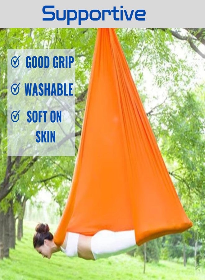 OKO Aerial Yoga Hammock Silk Aerial Yoga Swing for Antigravity Yoga, Inversion Exercises, Improved Flexibility & Core Strength - Extension Straps, Carabiners | Color - Orange | - Image 4