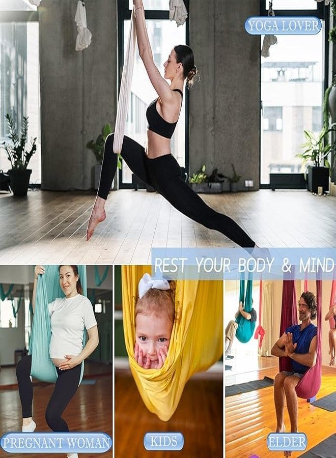 OKO Aerial Yoga Hammock Silk Aerial Yoga Swing for Antigravity Yoga, Inversion Exercises, Improved Flexibility & Core Strength - Extension Straps, Carabiners | Color - Orange | - Image 2