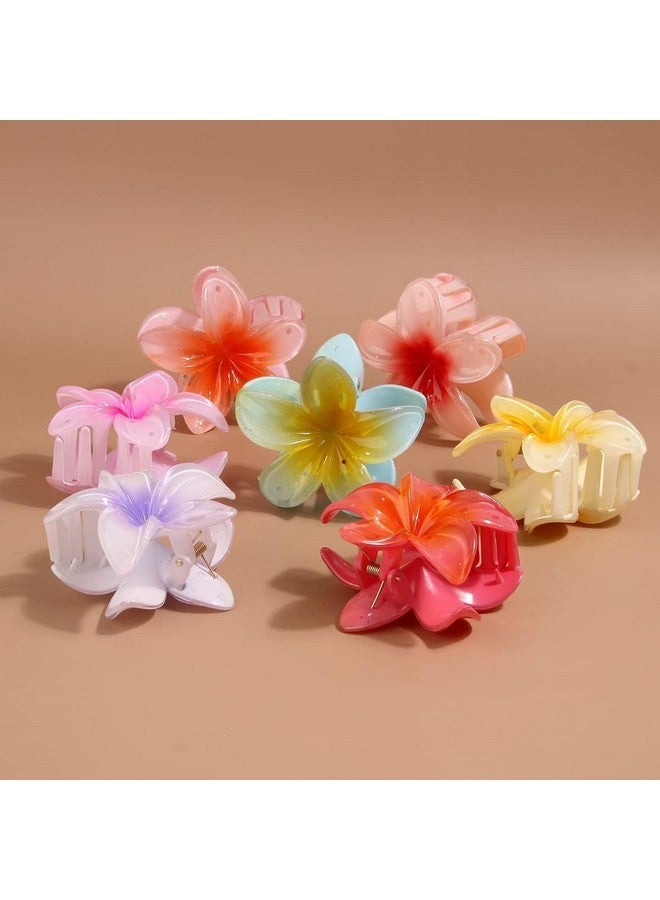 BIG BOX 3 Pcs Large Flower Hair Clips For Thick Hair Pink Yellow Blue Floral Hair Claw Clips Hawaiian Plumeria Hair Clip Summer Flowers Hair Claw Acrylic Hawaii Hair Styling Accessories For Women Girls - Image 5