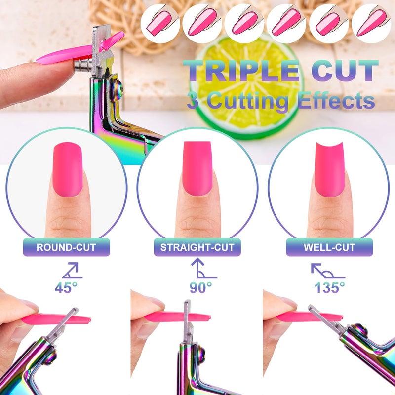 GA&EN Chameleon Premium Adjustable Nail Clippers with Magnets Sizers for Acrylic Nails, Stainless Steel Nail Cutter Trimmer for Artificial Fake False Tips Manicure Sharp Blade Clip Tool for Salon Beauty - Image 4