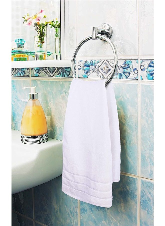 Utopia Towels 8-Piece Luxury Towel Set, 2 Bath Towels, 2 Hand Towels, and 4 Wash Cloths, 600 GSM Ring Spun Cotton Highly Absorbent Viscose Stripe Towels Ideal for Everyday use (White)