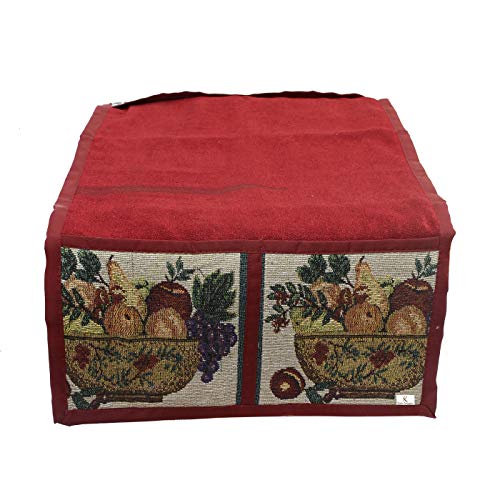 Kuber Industries Velvet Microwave/Oven Top Cover with 4 Utility Pockets 25 LTR (Maroon)-KUBMART11834 - Image 4