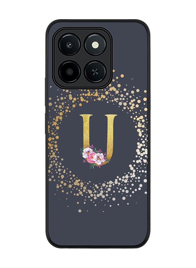 Stylizedd For Honor X6c Case,Slim fit Camera Protection, Shockproof Thin Phone cover  - Custom Monogram Floral - U  (Grey )