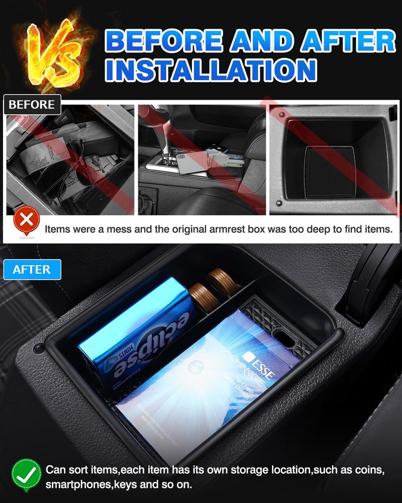 Karltys Center Console Organizer Tray for VW Volkswagen Golf GTI R MK8 2022 2023 2024 2025 Accessories Car Middle Console Organizer Insert Tray Armrest Storage Box with Non-Slip Black Silicone Mat - Image 4
