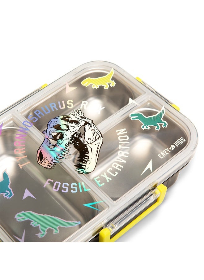 Eazy Kids Eazy Kids 3 Compartment Stainless Steel bento Lunch Box, 800ml - T- Rex Purple  - Image 5