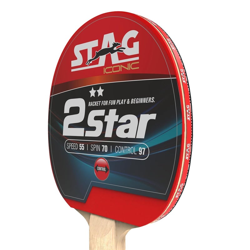 STAG مضرب تنس طاولة أيقوني 2 نجمة | مطاط معتمد من ITTF | سلسلة تدريب للمبتدئين لمضرب بينغ بونغ | مضرب مصمم خصيصًا بمقبض مريح - عبوة من 2 - Image 3