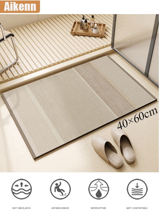 Aikenn Bathroom Mats Anti-Slip Absorbent Floor Mats Non-Slip Carpet Rubber Kitchen Sink Floor Door Mats Quick Dry Non-Slip Absorbent Washable Comfortable Room Toilet Mats Waterproof Carpet Set Elegant Shower Stool Mat  - Image 1