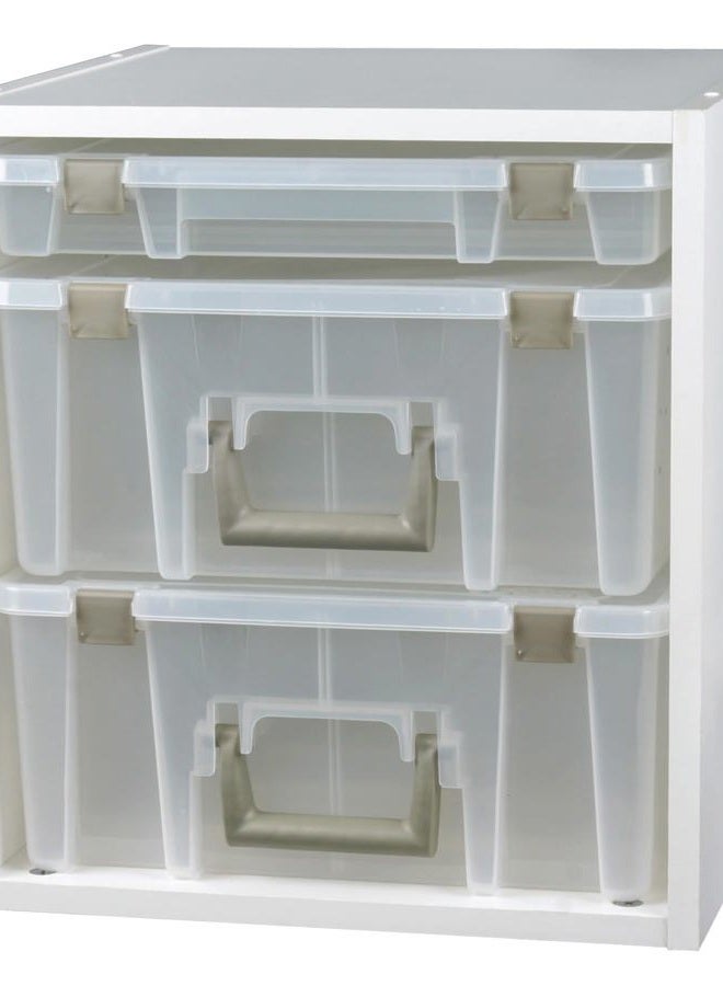 ArtBin 6855SC Super Satchel Cube - 15.5 x 16.75 x 15.625 in. Arts and Crafts Supply Storage with Pre-Drilled Holes, 6 Rail Set, Customizable, White - Image 1