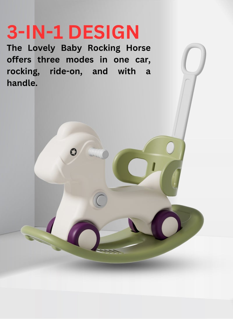 MG 3 in1 Kids Rocking Horse offers three modes car, rocking, ride on toys, Infant Rocker Ride-on Toy for Kids 1-3 Years Old, Green White - Image 3
