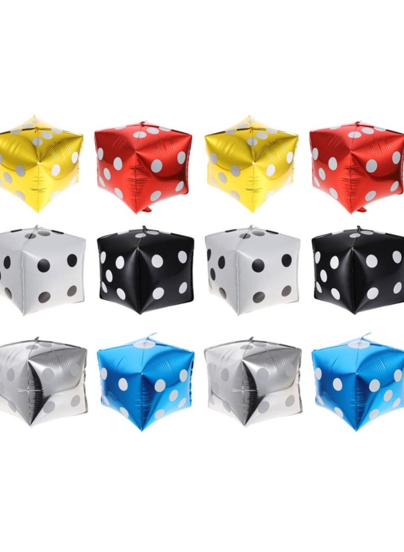 Jumbo Large Inflatable Dice, 12 Pcs, 11.8 Inch, Colorful Dice Balloons, Party Decorations for Indoor and Outdoor Games, Six Colors - Image 1
