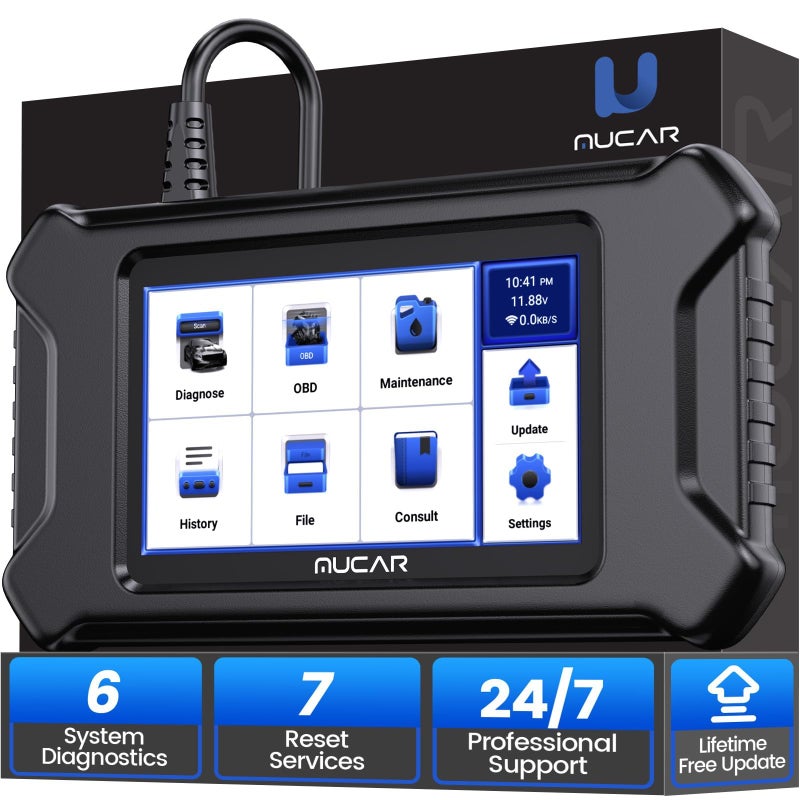 MUCAR CS6 OBD2 Scanner Diagnostic Tool Engine Transmission BCM Car Scanner ABS Code Reader SRS TPMS Scan Tool 7 Reset Service OilEPBSASTPMSDPFThrottleABS Bleed Auto VIN Free Update