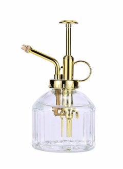 KASTWAVE Glass Plant Mister Spray Bottle, 6 Inches Clear Glass Water Spray Bottle with Gold Top Pump Small Watering Can, Small Plant Sprayer Mister for Indoor Outdoor House Plant (Clear + Gold)  - Image 1