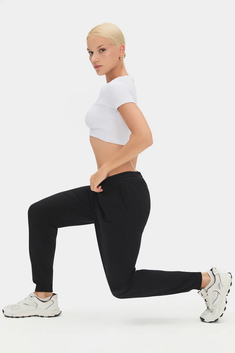 JUNE Women's Cotton Twill Crop T-Shirt Short Sleeve