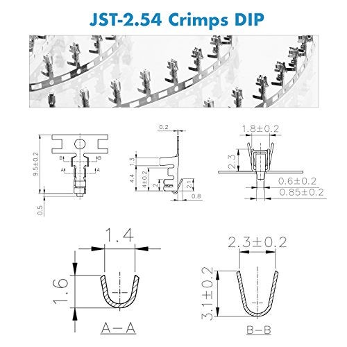 CQRobot JST XH 2.54 mm Pitch 2-Pin/3-Pin/4-Pin Electronic Connector IC Male Plugs, Female Sockets Housing and T-Shaped Crimp Terminal Kit. 90 Sets/460 Pieces Wire-to-Board Adapter Cable Assembly. - Image 4