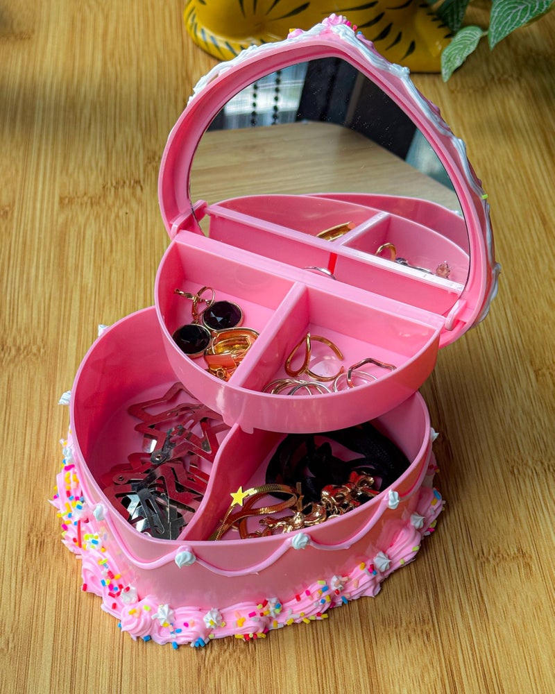 Decoden Fake Cake Kit, Decorate a Heart Shaped Fake Cake Jewelry Box Cream, Fake Whipped Cream Glue, Cherries, Sprinkles & Craft Supplies, Fake Cake Decor (Pink) - Image 3
